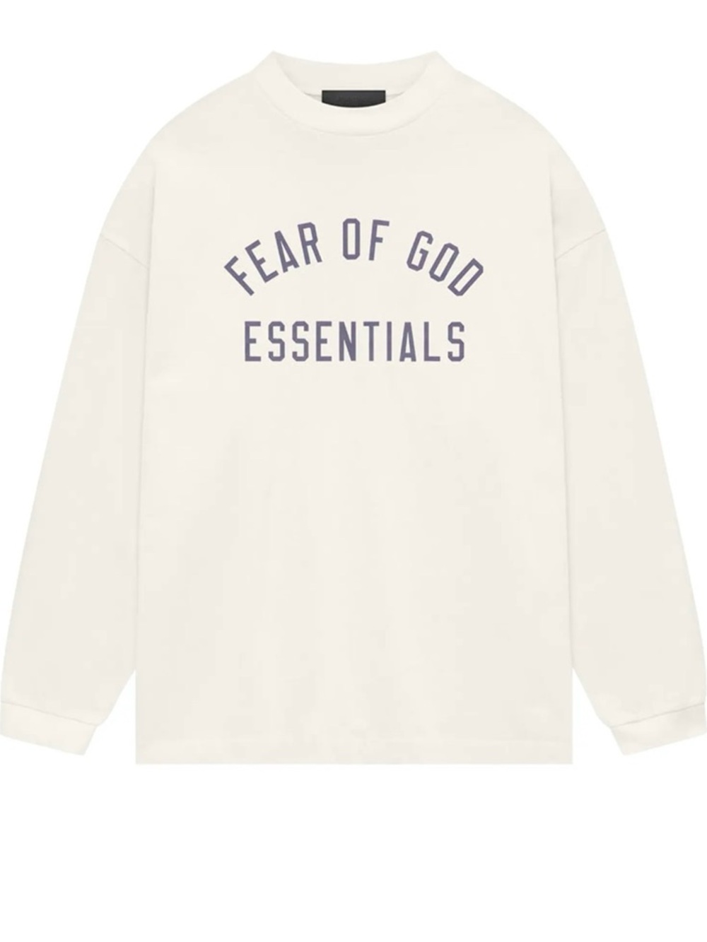 NWT Fear of God Essentials Shell Long Sleeve Cream with Purple Logo UNISEX S